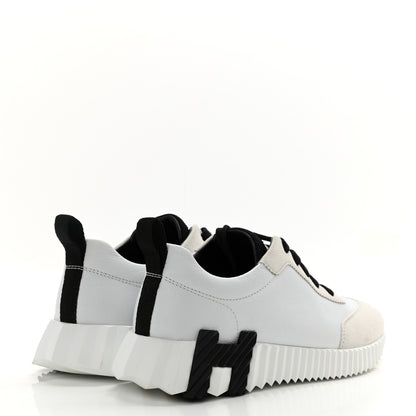 Hermes Goatskin Suede Goatskin Bouncing Sneakers 35 White Black 4 of 9