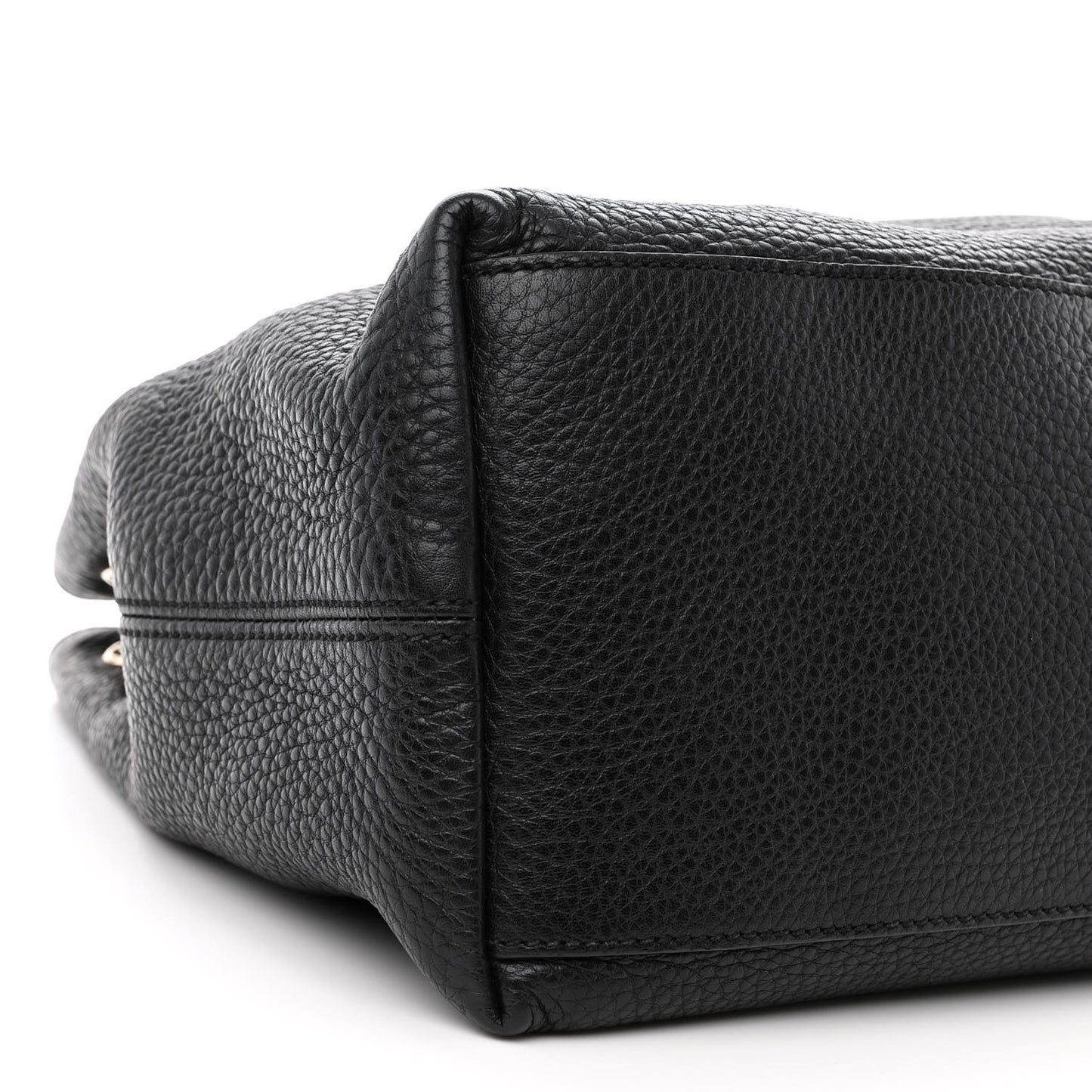 Pebbled Calfskin Medium Soho Chain Shoulder Bag Black
