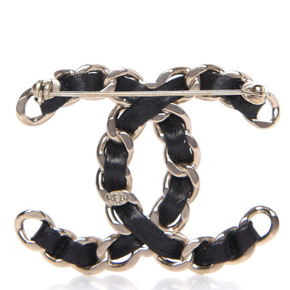 Chanel Lambskin Chain CC Brooch Black Gold 3 of 7