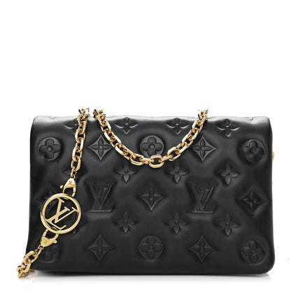 Louis Vuitton Lambskin Embossed Monogram Pochette Coussin Black 1 of 9