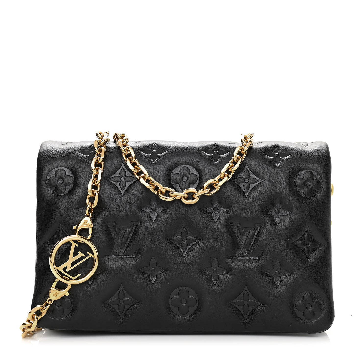 Lambskin Embossed Monogram Pochette Coussin Black
