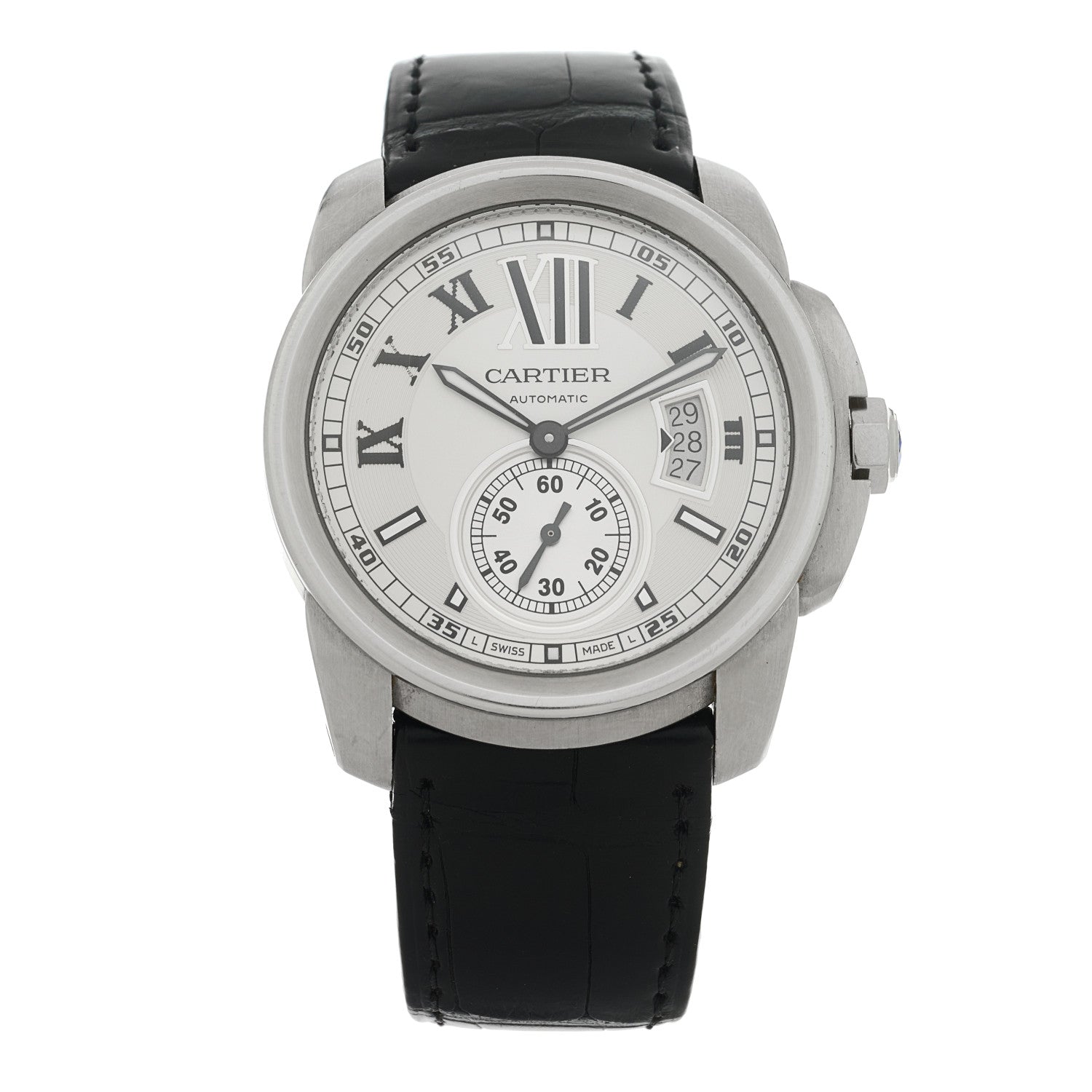 Cartier Stainless Steel Alligator 42mm Calibre de Cartier Automatic Watch 1 of 5