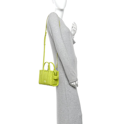 Marc Jacobs Shiny Crinkled Calfskin Mini The Tote Bag Acid Lime 2 of 10