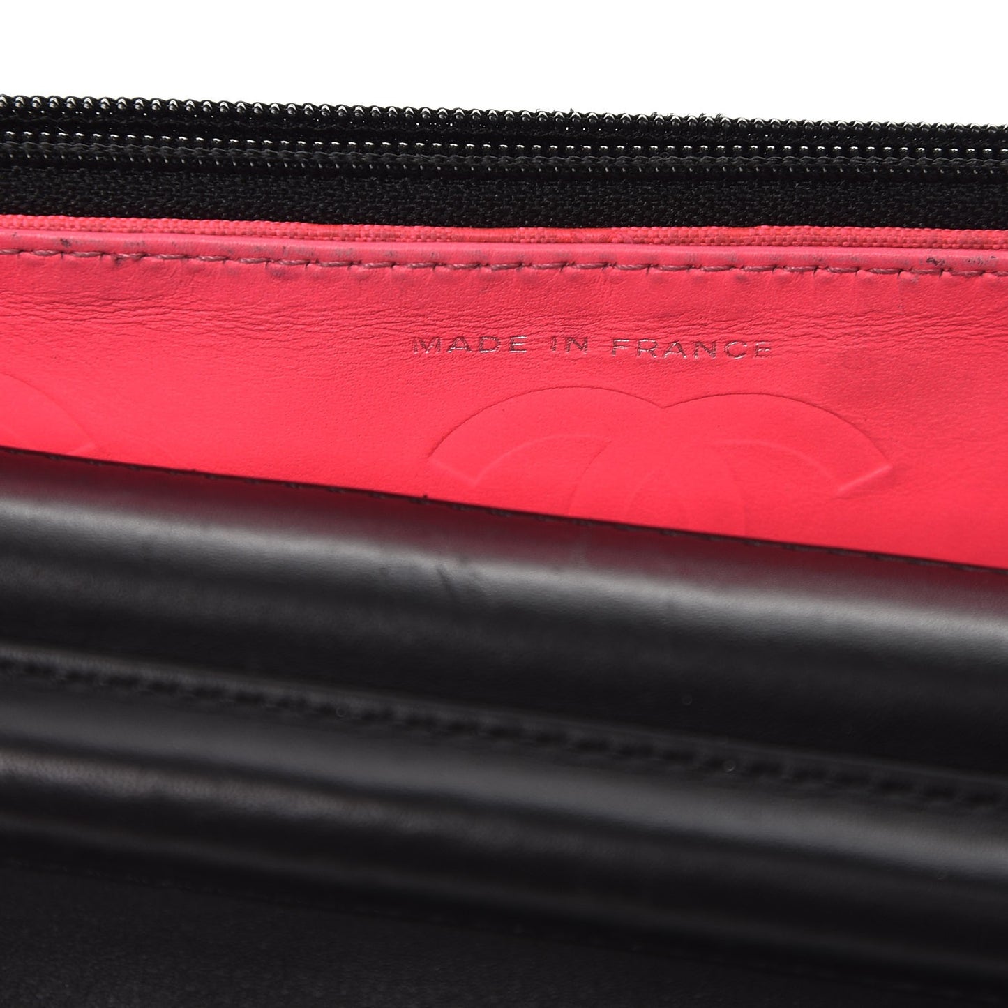 Calfskin Quilted Cambon Wallet On Chain WOC Black