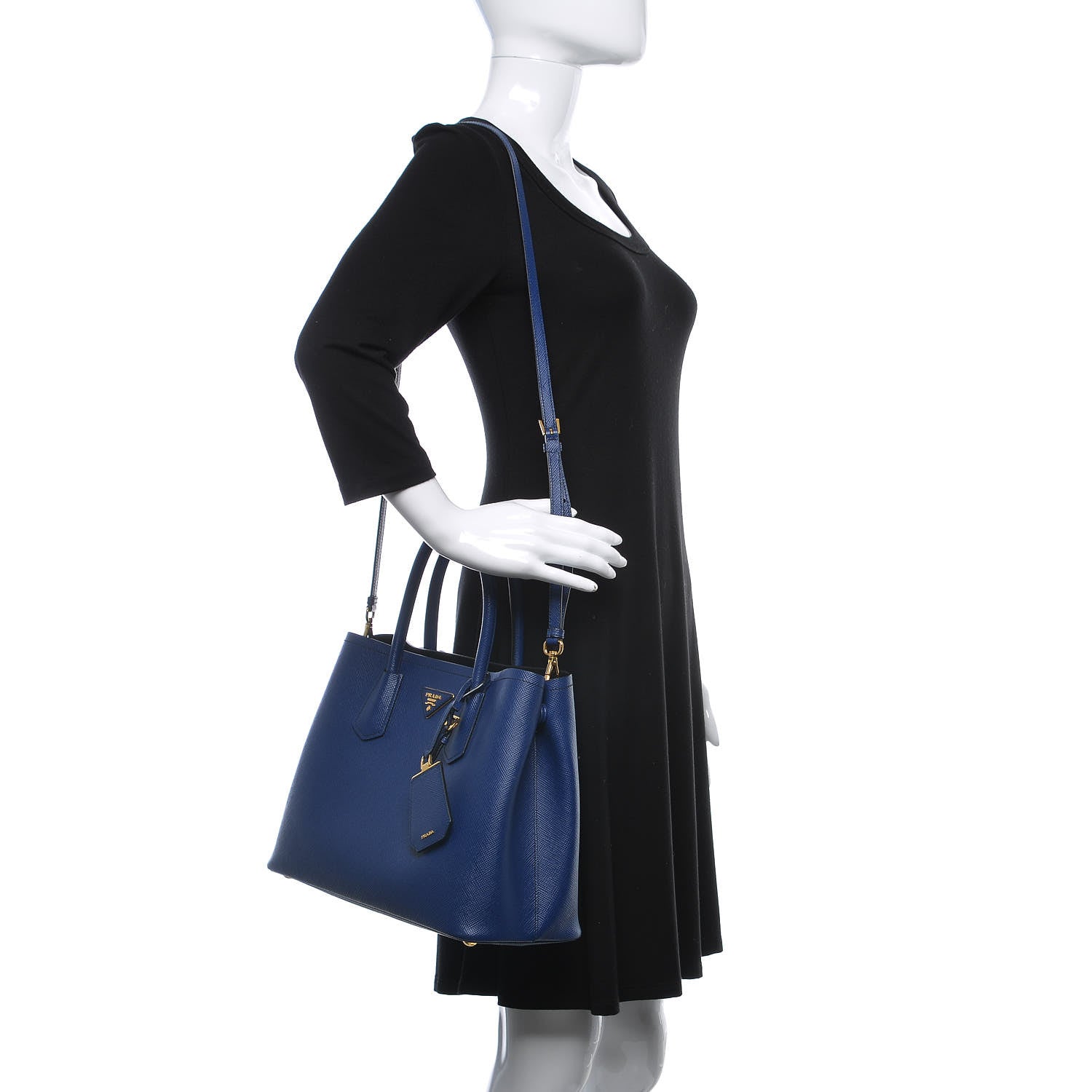 Prada Saffiano Cuir Medium Double Bag Inchiostro 2 of 9