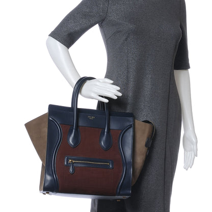 Celine Smooth Calfskin and Nubuck Mini Tri-Color Luggage Marron 2 of 8