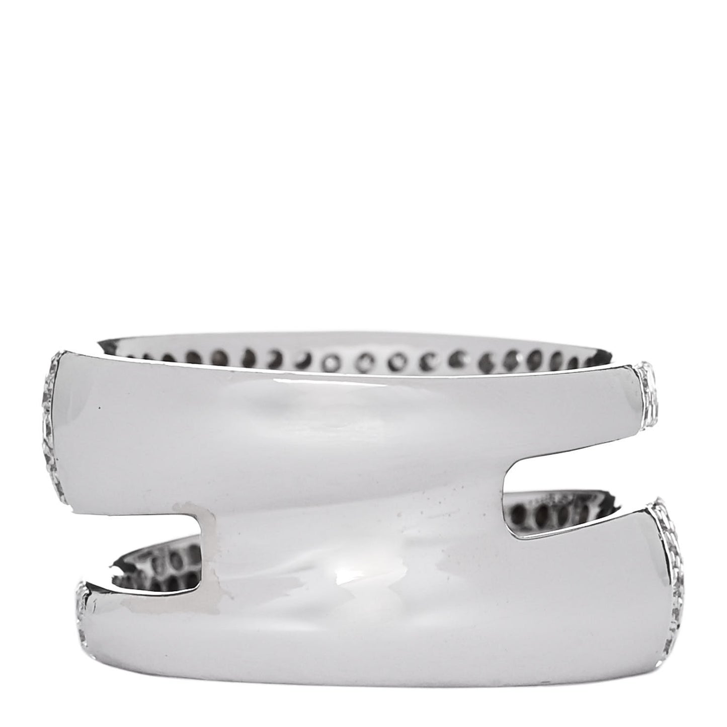 18K White Gold Diamond Scalare Double Row Ring 53 6.25
