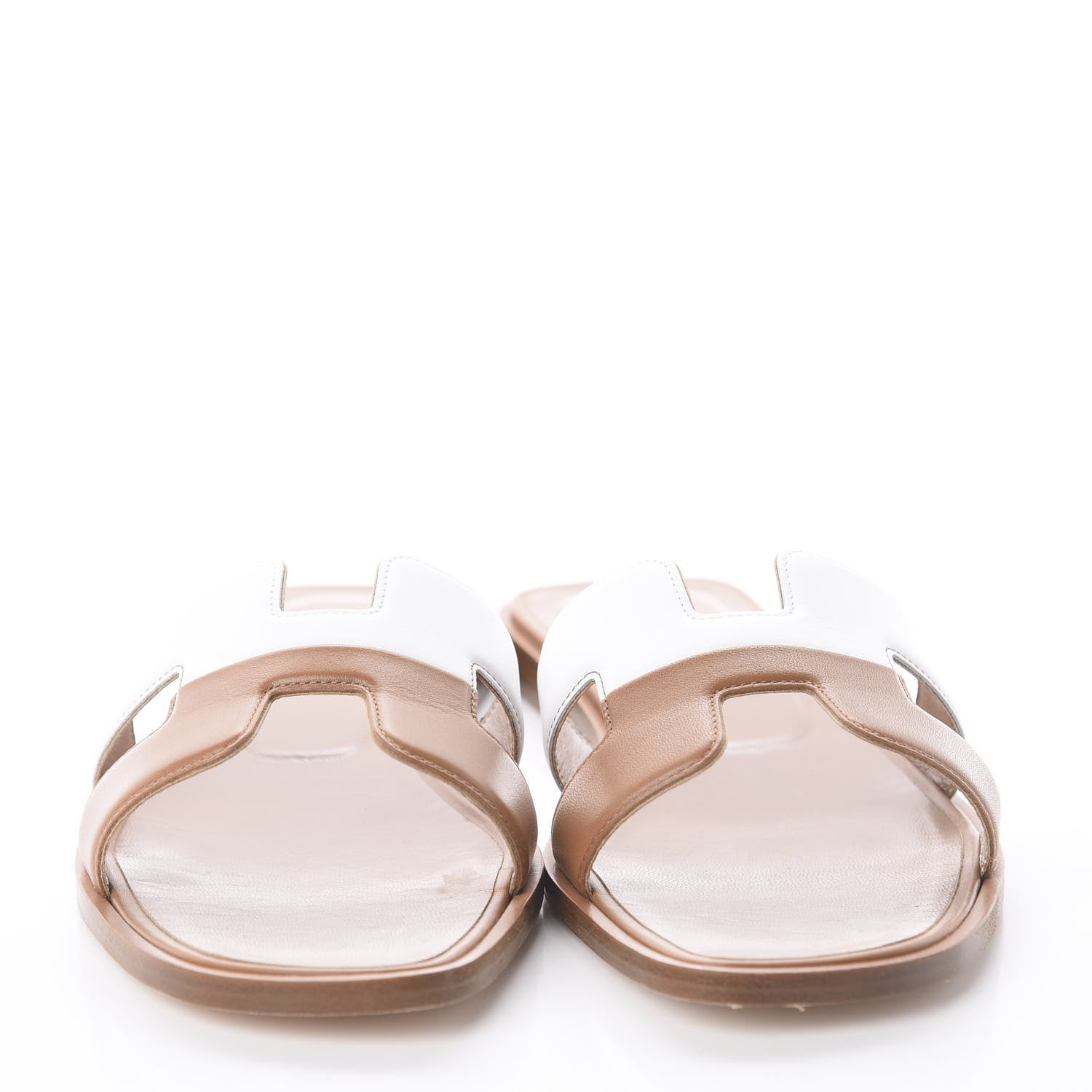Hermes Box Calfskin Oran Sandals 37.5 Palissandre White 3 of 7