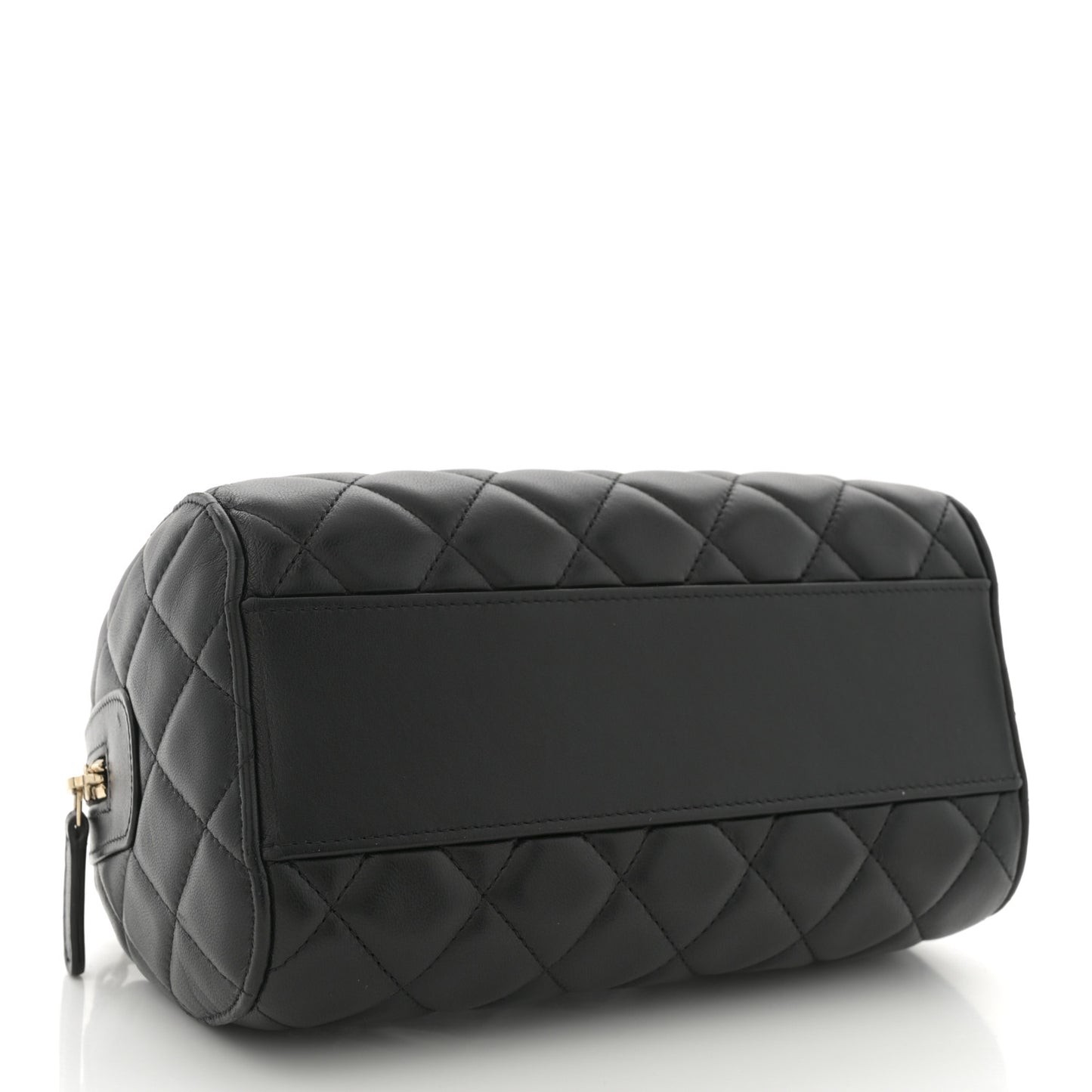 Lambskin Quilted Mini Bowling Bag Black