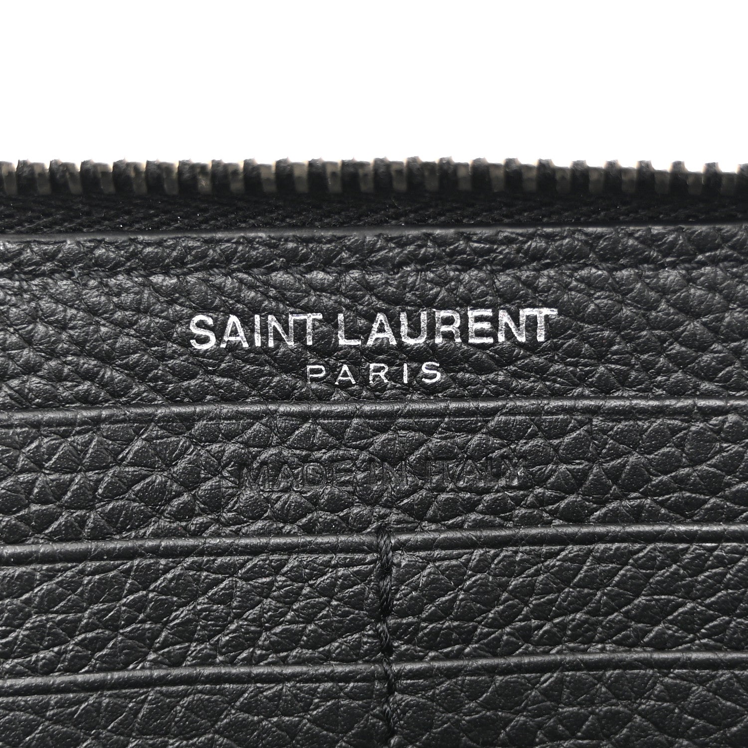 Saint Laurent Grained Calfskin Classic Zip Around Snap Wallet
