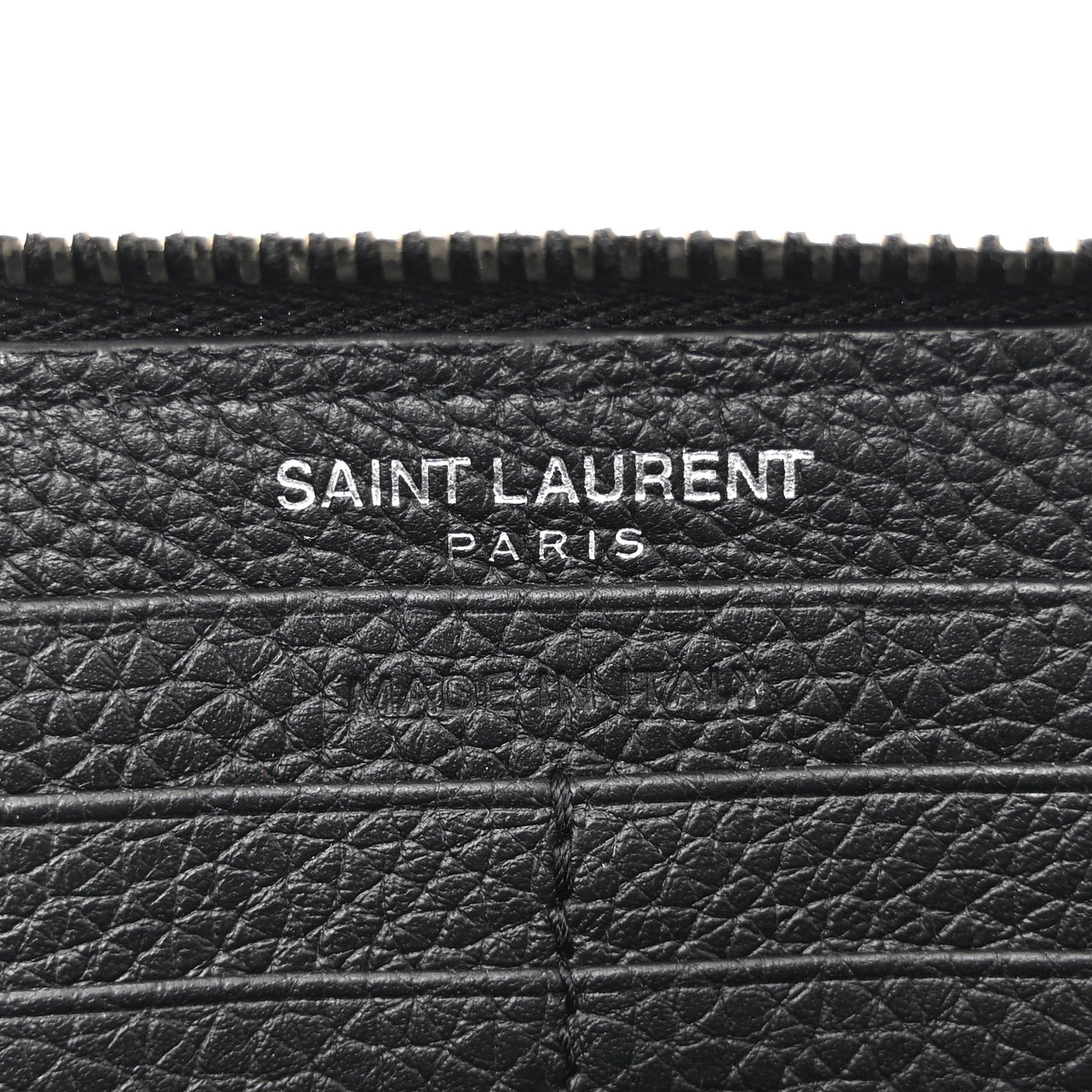 Grained Calfskin Classic Zip Around Snap Wallet Black