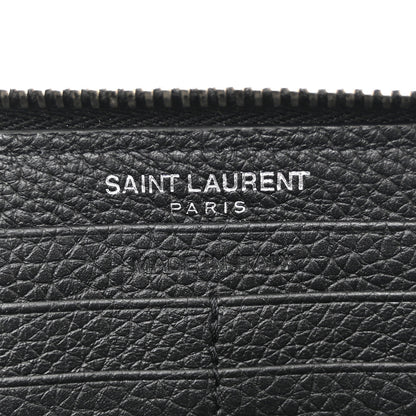 Saint Laurent Grained Calfskin Classic Zip Around Snap Wallet Black 6 of 9