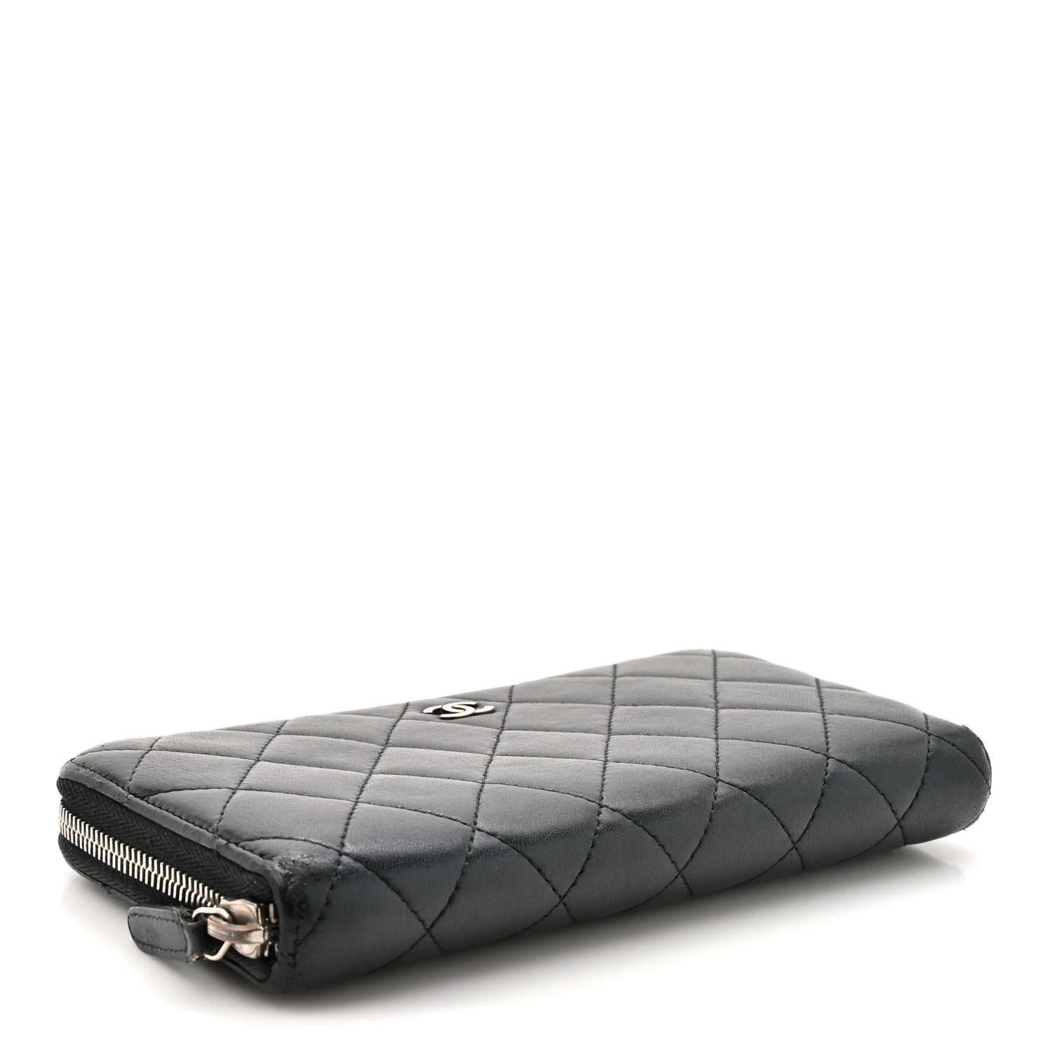 Chanel Lambskin Quilted Large Gusset Zip Around Wallet Black 4 of 11