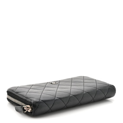 Chanel Lambskin Quilted Large Gusset Zip Around Wallet Black 4 of 11