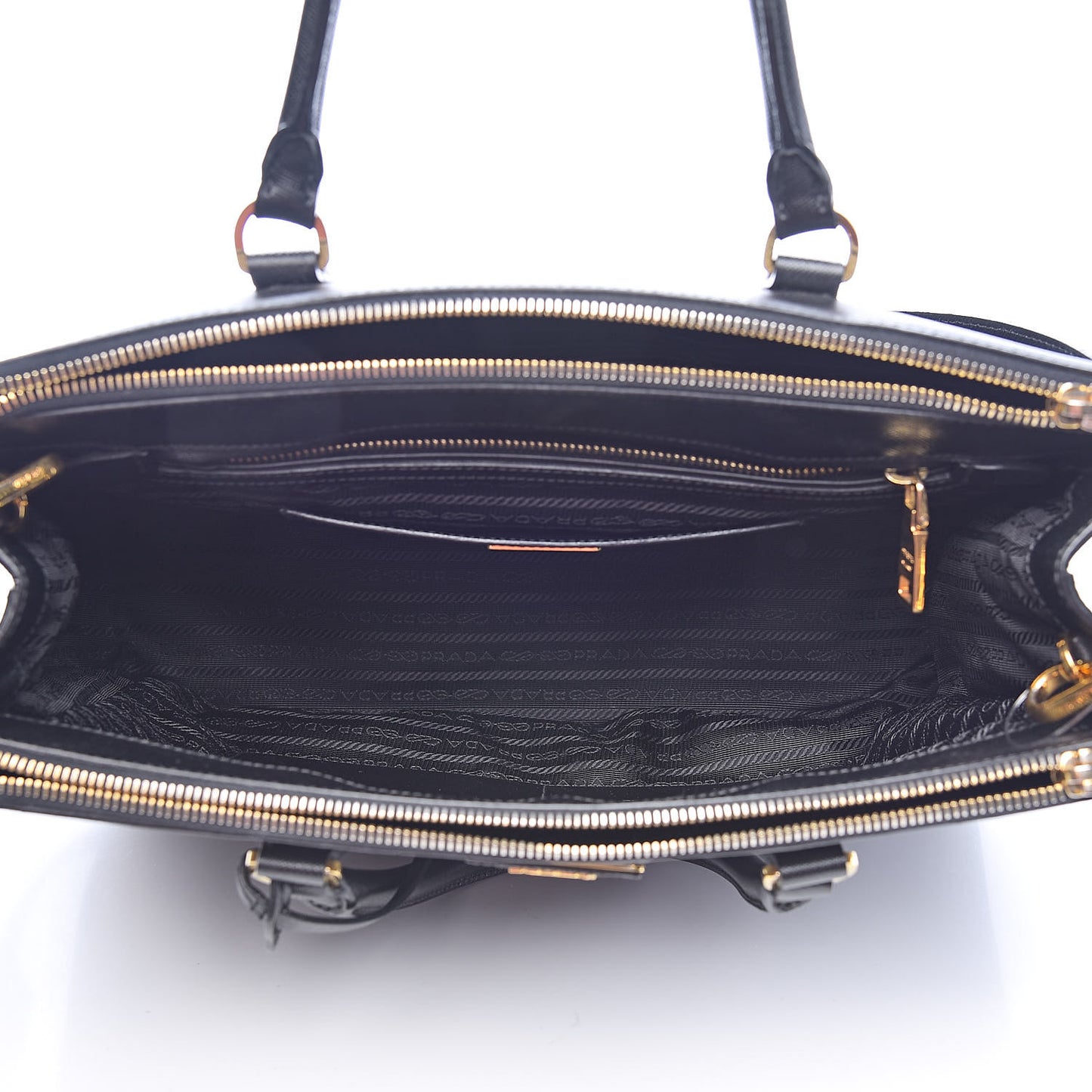 Saffiano Medium Galleria Double Zip Tote Black