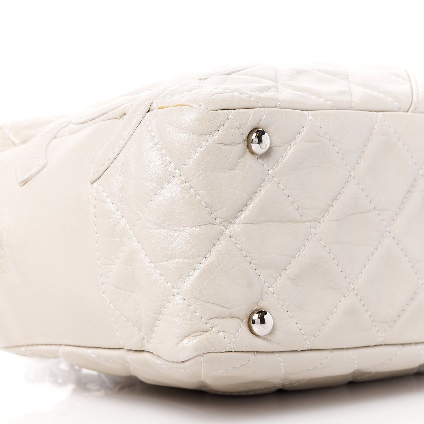 Aged Calfskin Quilted Cotton Club Bowler Pearl
