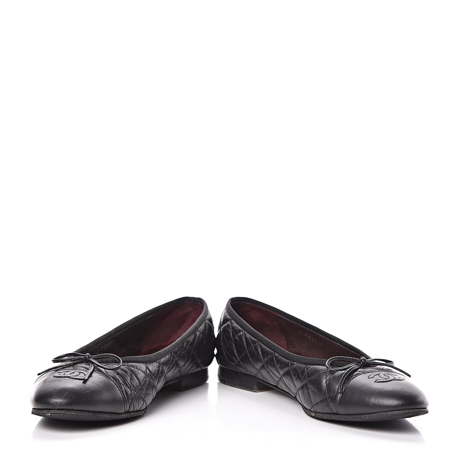 Chanel Aged Calfskin Quilted Cap Toe Ballerina Flats 40 Black 6 of 18