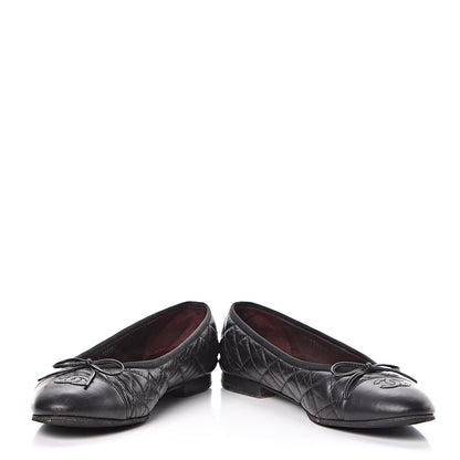 Chanel Aged Calfskin Quilted Cap Toe Ballerina Flats 40 Black 6 of 18