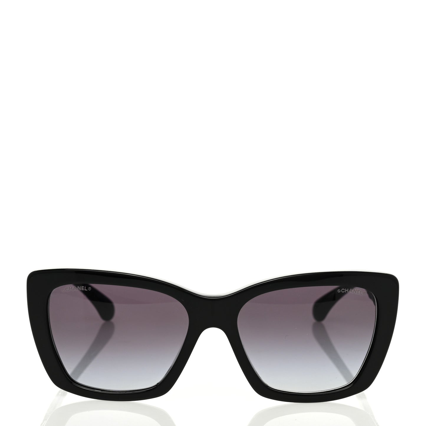 Acetate Calfskin Polarized Square Sunglasses 5476-Q-A Black