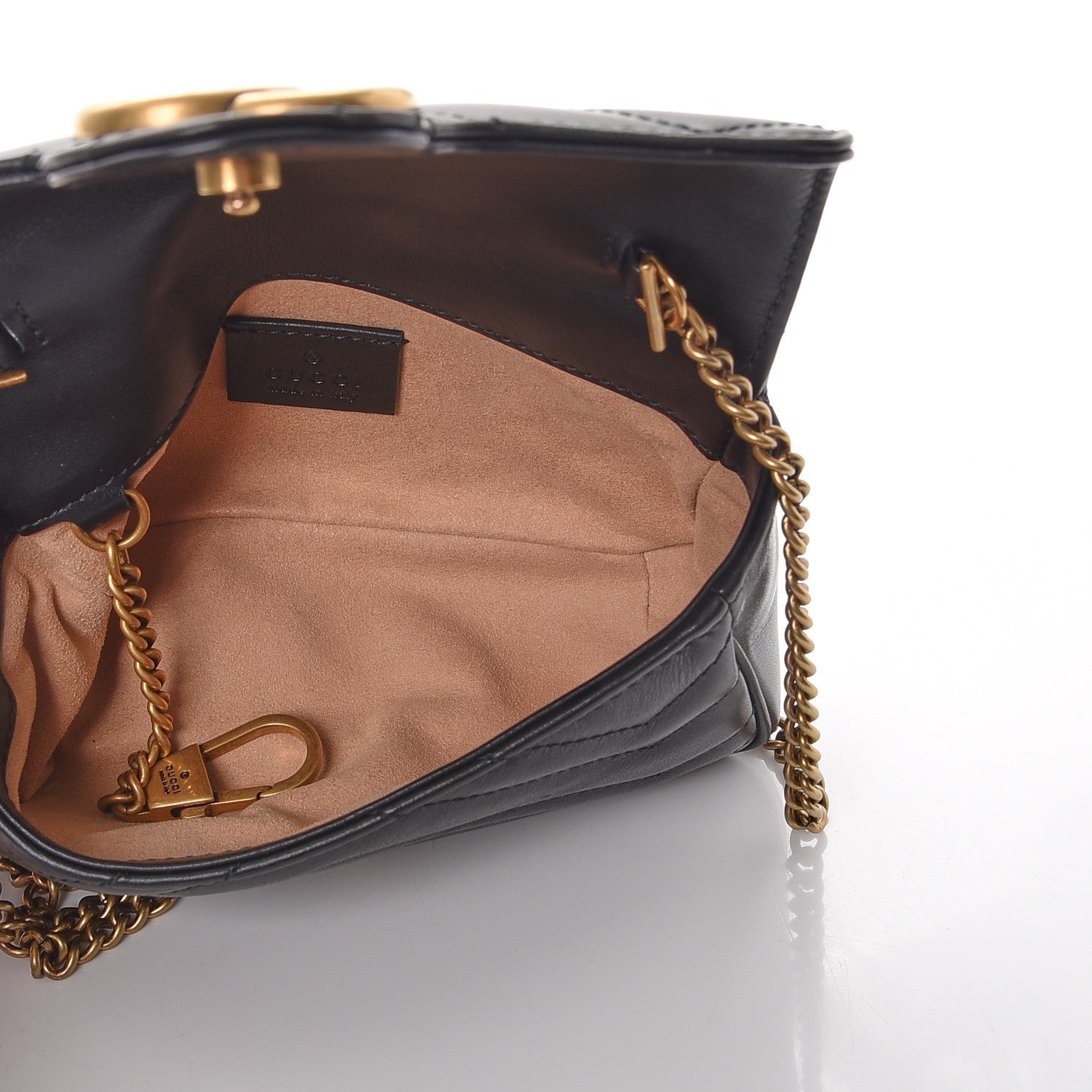 Gucci Calfskin Matelasse Super Mini GG Marmont Shoulder Bag Black 6 of 10