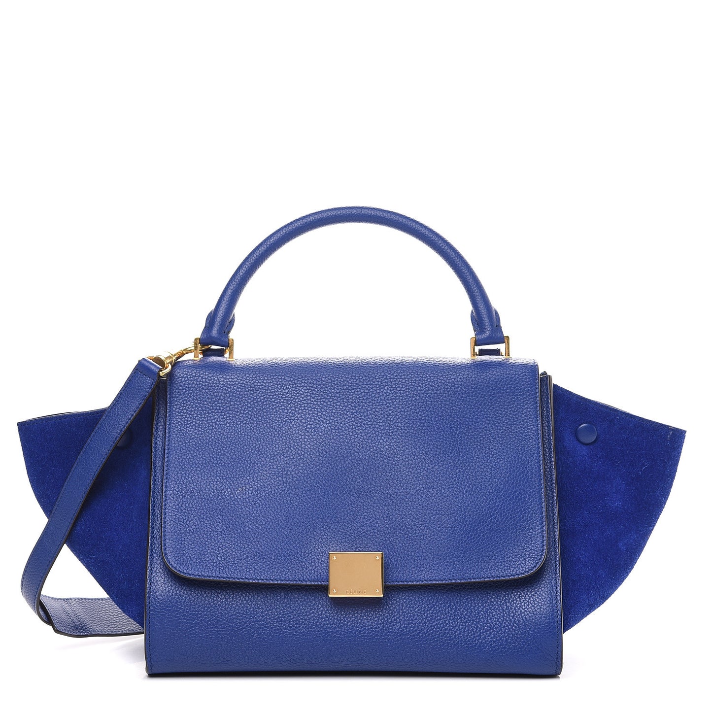 Drummed Calfskin Suede Small Trapeze Indigo