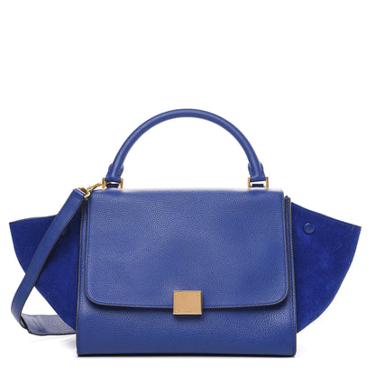 Celine Drummed Calfskin Suede Small Trapeze Indigo 1 of 9