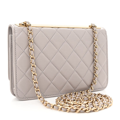 Chanel Lambskin Quilted Trendy CC Wallet On Chain WOC Grey 3 of 11
