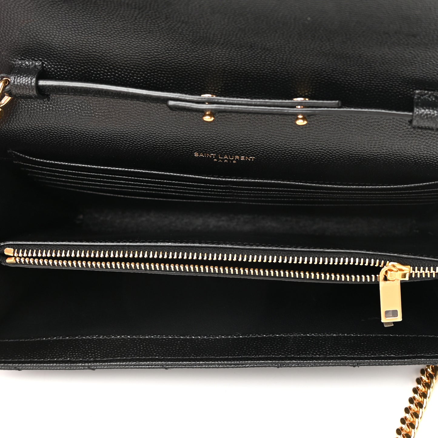 Grain De Poudre Matelasse Chevron Monogram Chain Wallet Black
