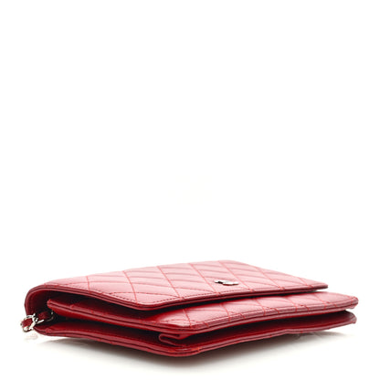 Chanel Lambskin Quilted Wallet On Chain WOC Red 4 of 9
