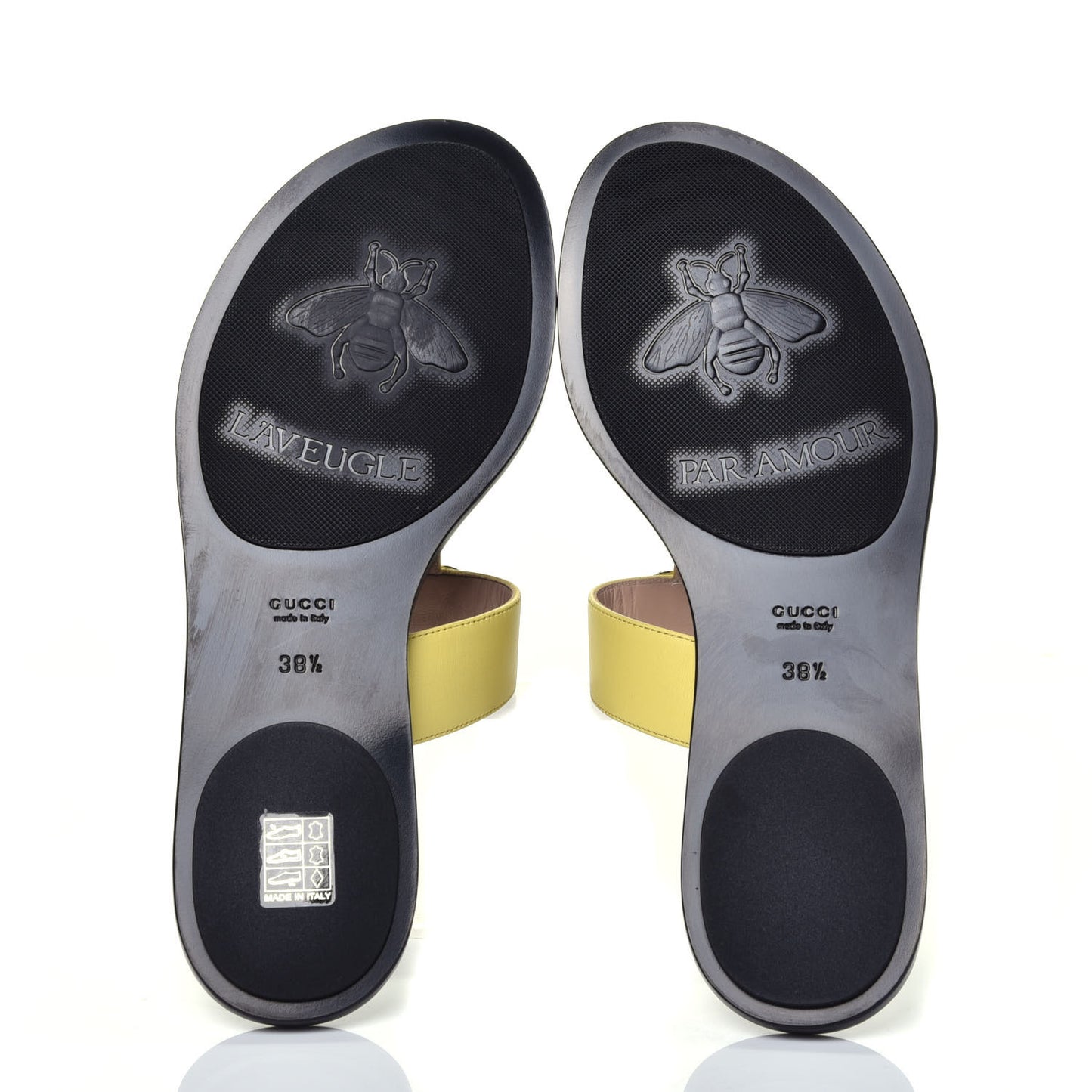Calfskin GG Marmont Thong Sandals 38.5 Banana