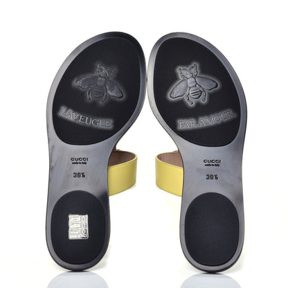 Gucci Calfskin GG Marmont Thong Sandals 38.5 Banana 5 of 8