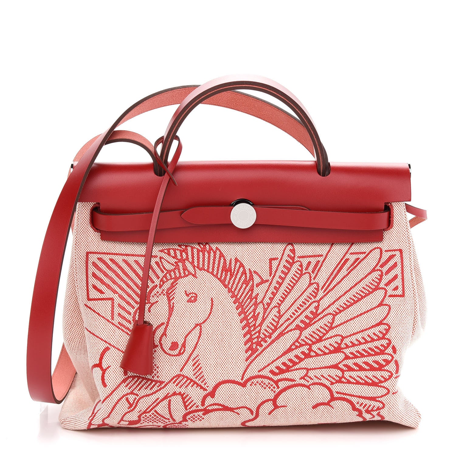 Hermes Vache Hunter Toile Pegase Pop Herbag Zip Retourne 31 PM Rouge Piment 1 of 11
