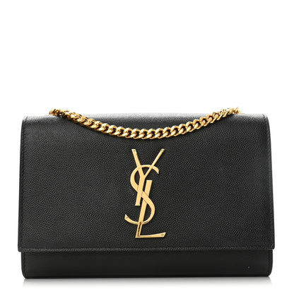 Saint Laurent Grain De Poudre Small Monogram Kate Satchel Black 1 of 11