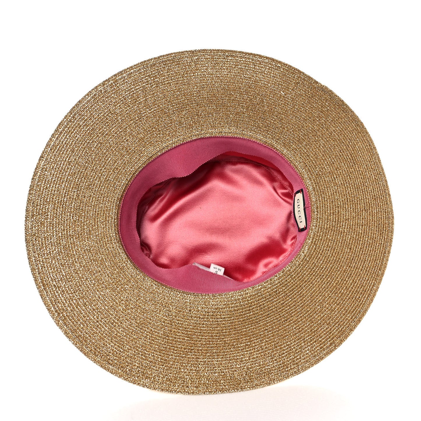 Glittered Straw Grosgrain Wide Brim Hat S Gold Black