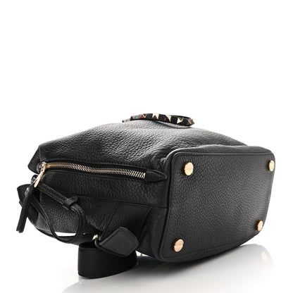 Valentino Garavani Pebbled Calfskin Rockstud Drawstring Backpack Black 4 of 10