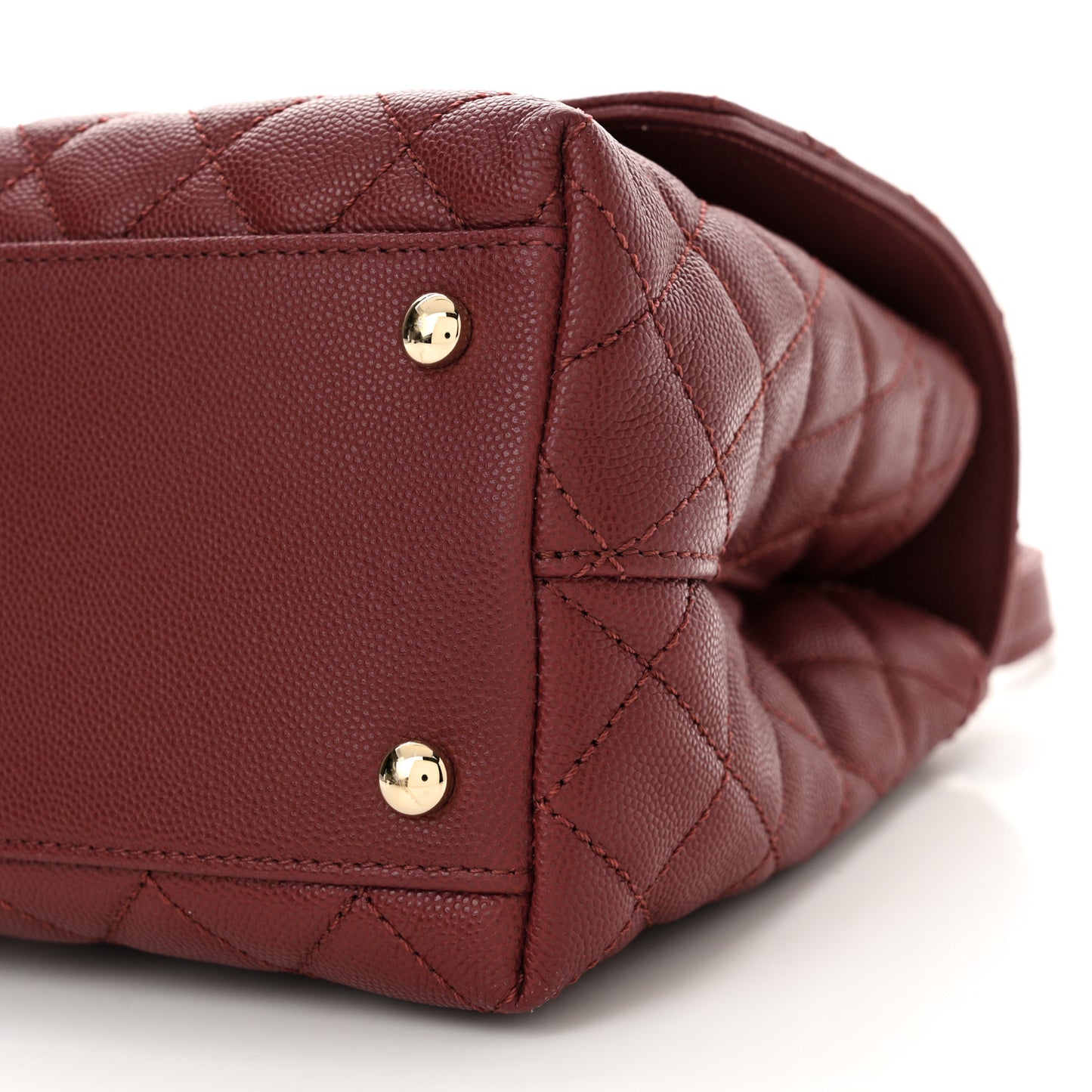 Caviar Quilted Small Coco Handle Flap Burgundy
