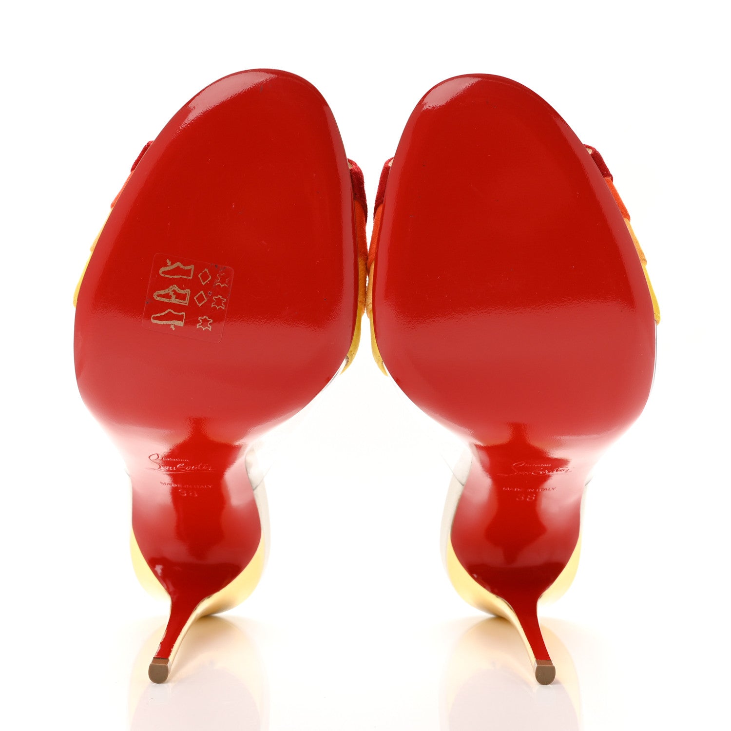 Christian Louboutin Suede PVC Flame Peep Toe Pumps 38 White Multicolor 6 of 8