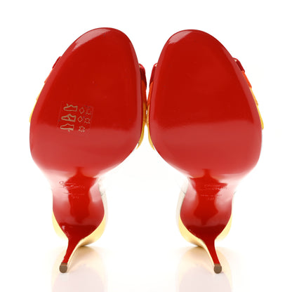 Christian Louboutin Suede PVC Flame Peep Toe Pumps 38 White Multicolor 6 of 8
