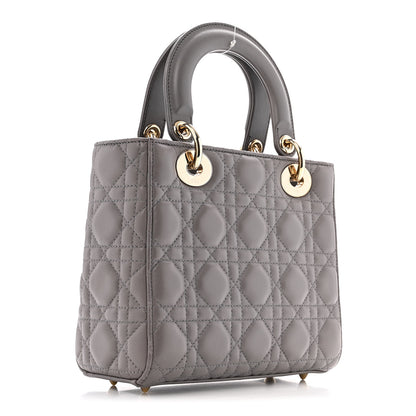 Christian Dior Lambskin Cannage Small Lady Dior Grey 3 of 17