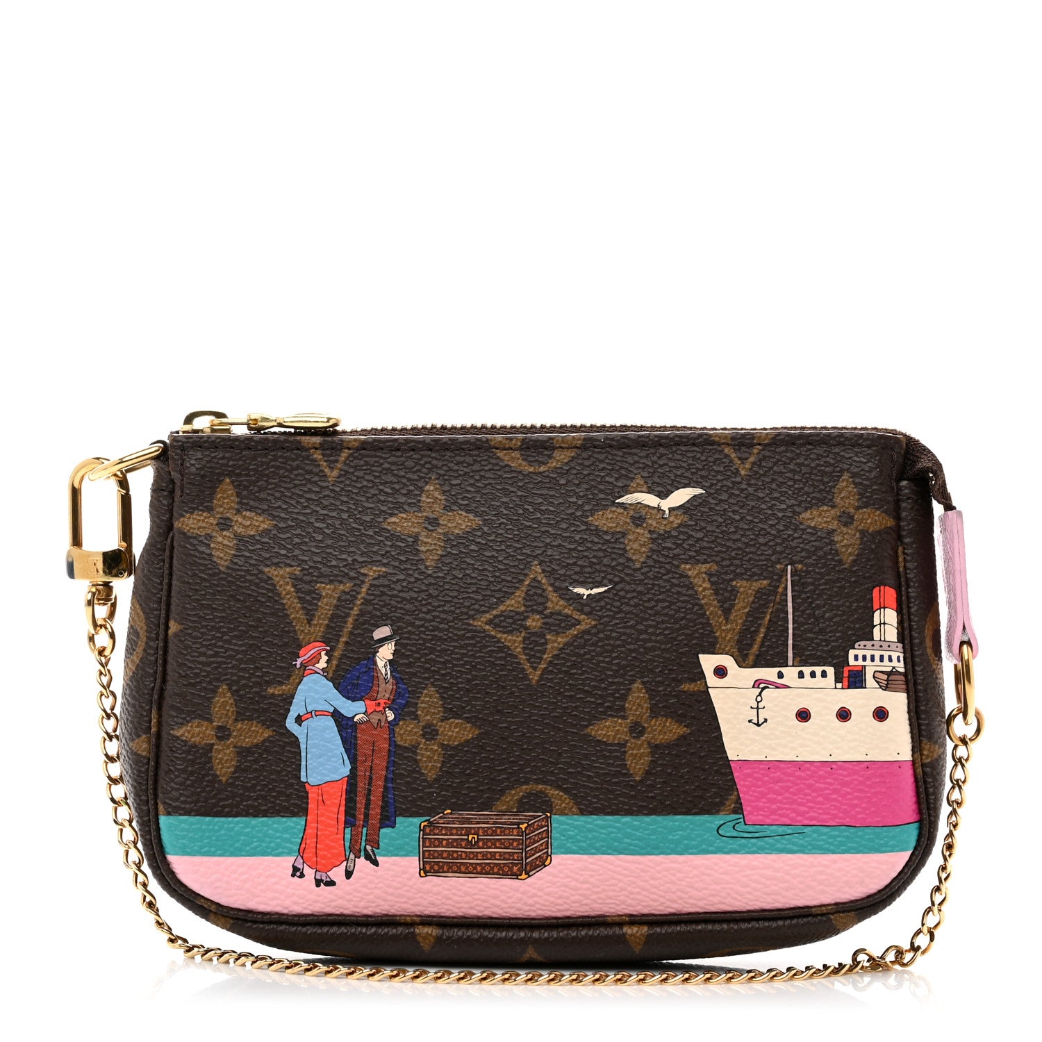 Louis Vuitton Monogram 2016 Christmas Animation Mini Pochette Accessories Rose Ballerine 1 of 7