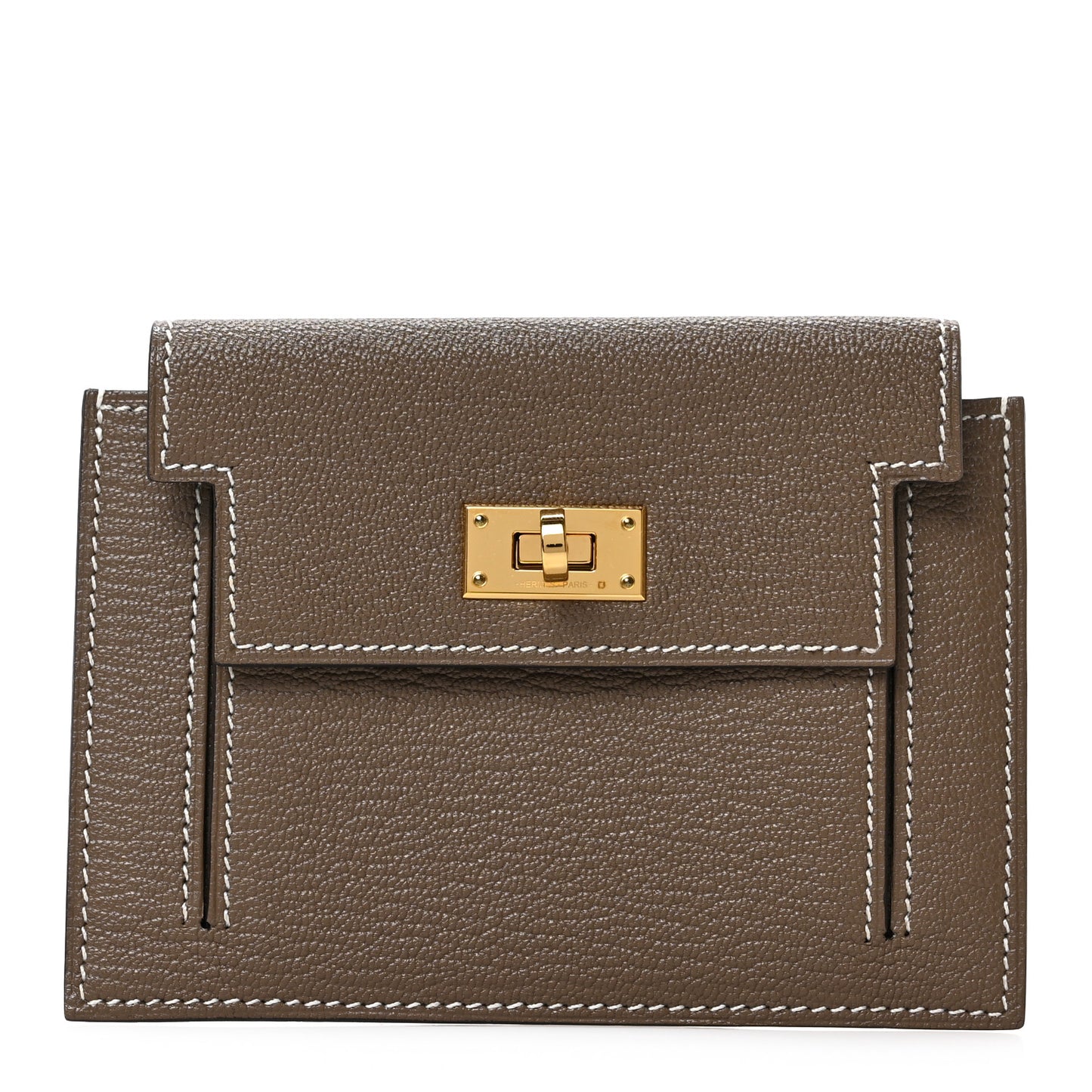 Chevre Chandra Kelly Pocket Compact Wallet Etoupe