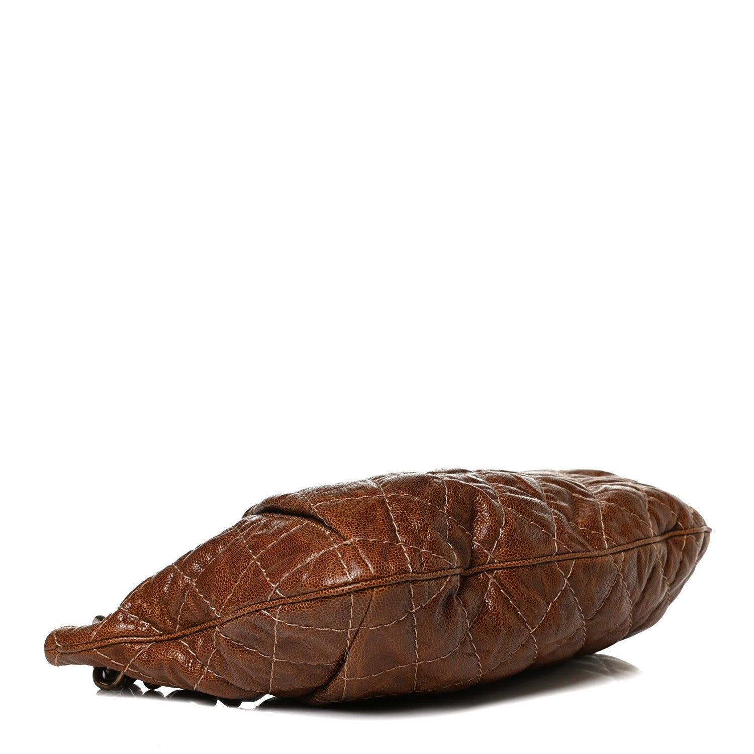 Chanel Crumpled Grained Calfskin Coco Pleats Hobo Brown 3 of 17