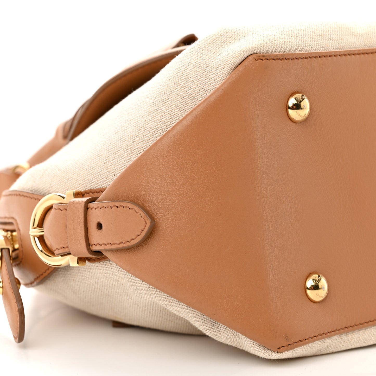 Canvas Calfskin Fiamma Bag Sienne
