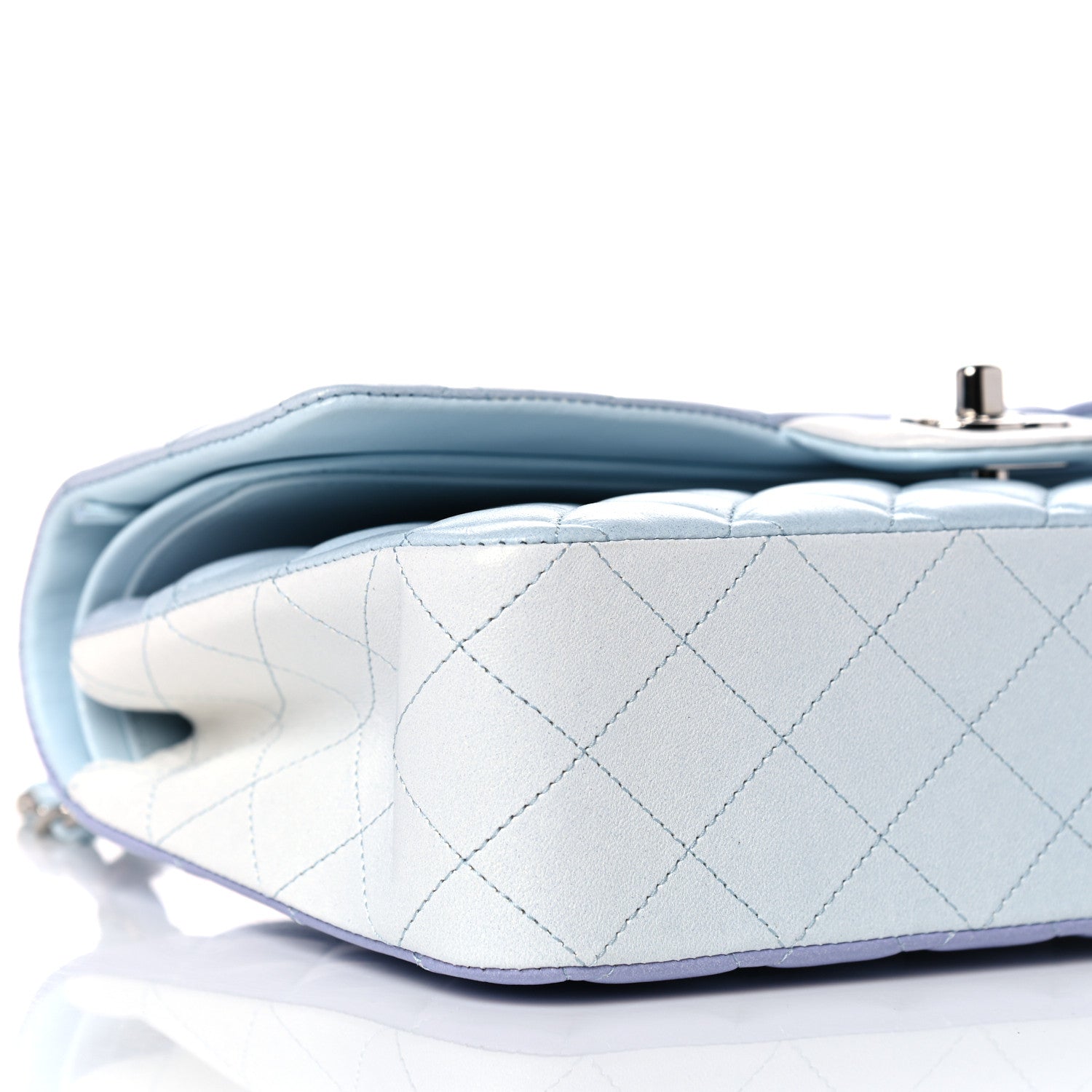 Chanel Perforated Lambskin Quilted Medium Double Flap Light Blue Light Purple White 8 of 10