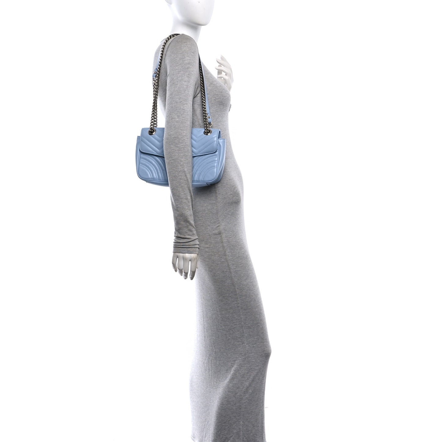 Calfskin Matelasse Small GG Marmont Shoulder Bag Porcelain Light Blue