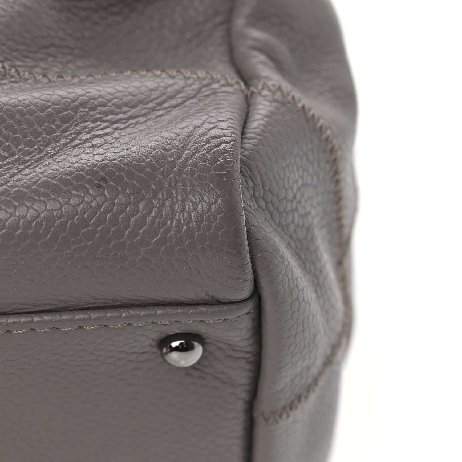 Chanel Caviar Square Stitched Bowler Grey 10 of 10