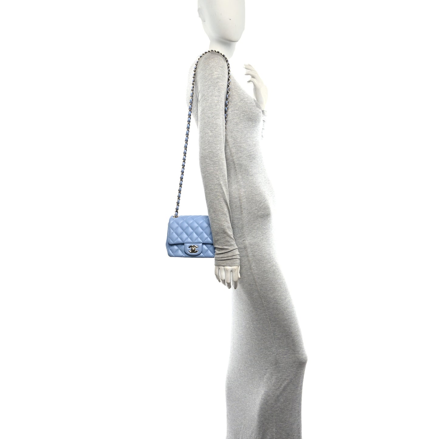 Lambskin Quilted Mini Square Flap Blue