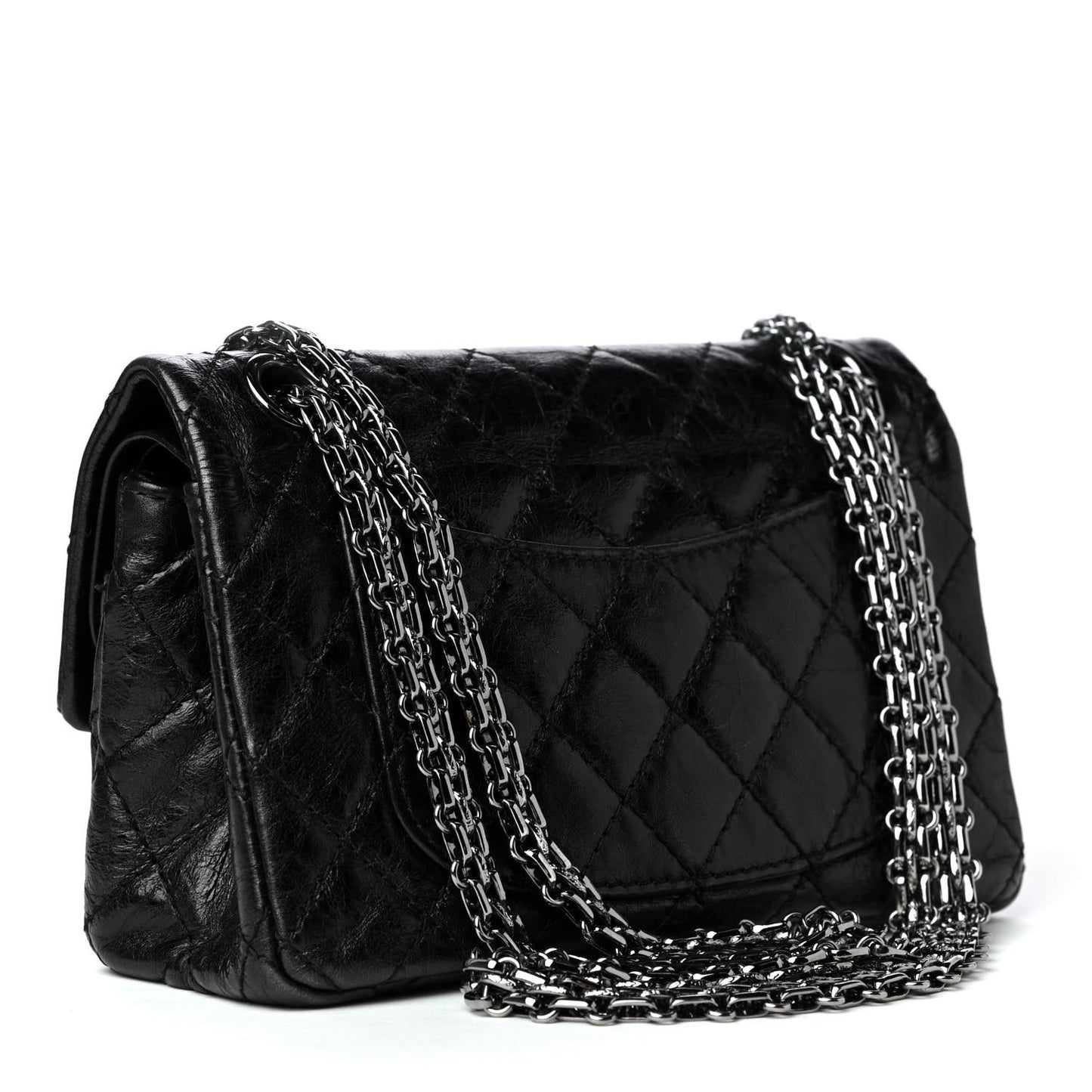 Aged Calfskin Quilted 2.55 Reissue 224 Flap Black