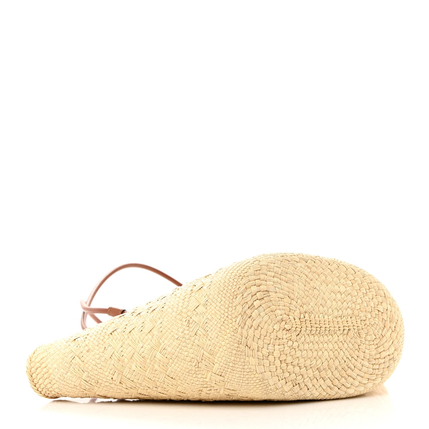 Calfskin Raffia Small Anagram Basket Tote Bag Natural Tan