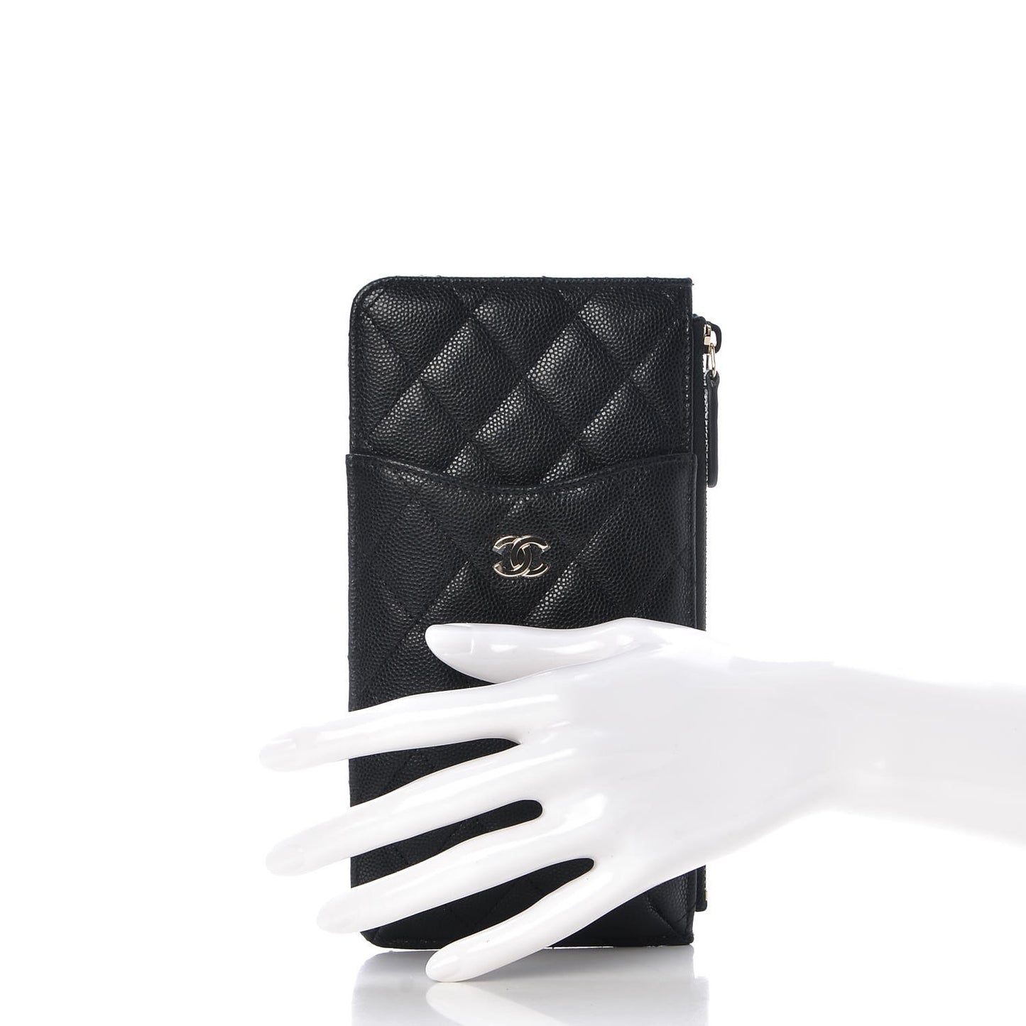 Caviar Quilted Classic Flat Wallet Pouch Black